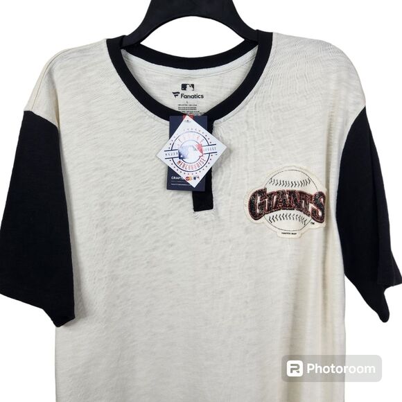 NEW Deadstock Fanatics San Francisco Giants Short Sleeve Henley Baseball Tee L - Picture 3 of 6